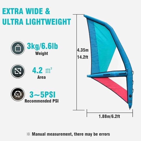 Professional Inflatable Paddle Board Sail, Inflatable Paddle with 45.21ft2 Sail Area and 360° Rotatable Base, Compact Inflatable Sail Equipped with Backpack, for Beach and Water Sports in Saudi Arabia