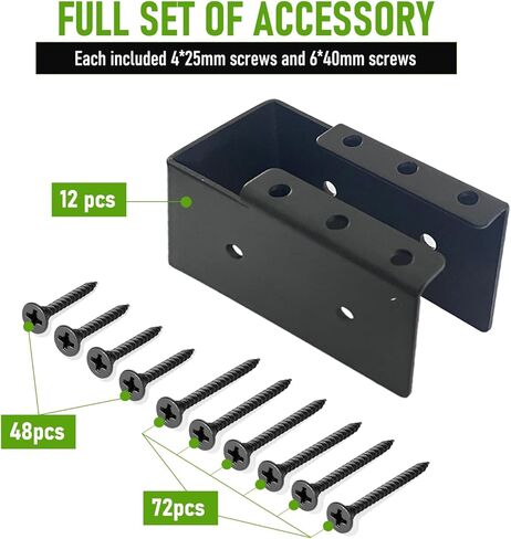 شماعات رافدة مخفية، 12 قطعة، دعامة رافدة خارجية مقاس 2 × 4 بوصة، دعامات شفة مطلية بمسحوق فولاذي Q235B مع براغي، للشعاع، والتأرجح، والدرابزين، والسياج. in Kuwait