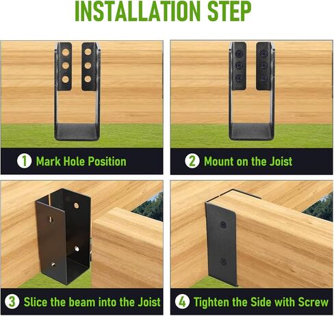 شماعات رافدة مخفية، 12 قطعة، دعامة رافدة خارجية مقاس 2 × 4 بوصة، دعامات شفة مطلية بمسحوق فولاذي Q235B مع براغي، للشعاع، والتأرجح، والدرابزين، والسياج. in Kuwait