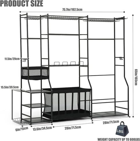 Large Garage Sports Equipment Organizer, golf bag storage, Ball Storage, Upgraded Sports Organizer Rack for Balls with Holder and Hooks, Indoor/Outdoor Basketball Storage Bins for Toy Sports Storage. in Saudi Arabia