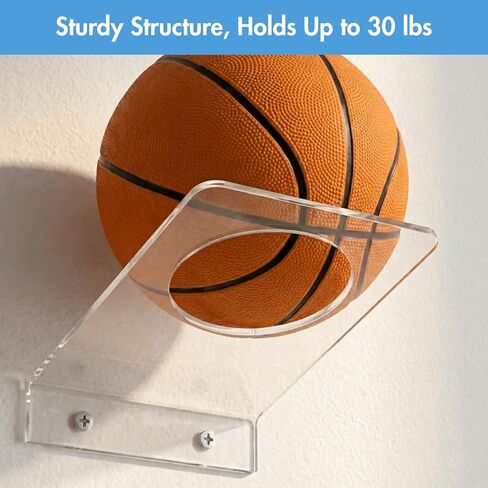 Youeon 8 Pcs Clear Acrylic Basketballl Holder Wall Mount, 3.5 Inch Round Hole Ball Display Rack with Screws & Anchors for Basketball, Soccer, Volleyball, Football, Rugby in Saudi Arabia