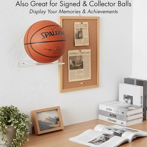 Youeon 8 Pcs Clear Acrylic Basketballl Holder Wall Mount, 3.5 Inch Round Hole Ball Display Rack with Screws & Anchors for Basketball, Soccer, Volleyball, Football, Rugby in Saudi Arabia