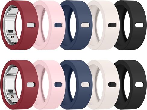 10 Pack Cover for Oura Ring Gen 4/4 Ceramic, Oura Ring Gen 3 Horizon/Heritage Case, Anti-Scratch Silicone Ring Protector for Working Out Gym (Black+Blue+Starlight+Pink+Wine Red, S for 5/6/7/8/9/10) in Saudi Arabia