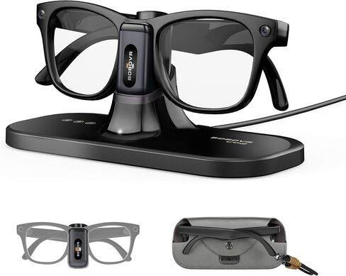 BOBOVR CG2 Charging Dock Accessories,Compatible with Ray-Ban Meta Smart AI Glasses & Oakley Meta HSTN, 3-in-1 Magnetic Charging Station with Portable Battery Clip and Travel Case in Kuwait