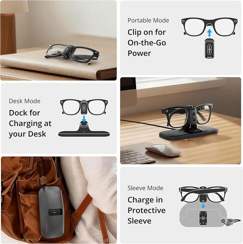 BOBOVR CG2 Charging Dock Accessories,Compatible with Ray-Ban Meta Smart AI Glasses & Oakley Meta HSTN, 3-in-1 Magnetic Charging Station with Portable Battery Clip and Travel Case in Kuwait