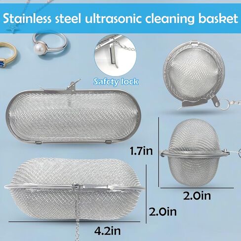 سلة تنظيف بالموجات فوق الصوتية مكونة من 4 عبوات، سلال تنظيف المجوهرات المصنوعة من الفولاذ المقاوم للصدأ للمنظفات بالموجات فوق الصوتية، تتضمن سلتين كبيرتين وسلتين صغيرتين لتنظيف المجوهرات والأقراط والأجزاء الصغيرة بكفاءة in Kuwait