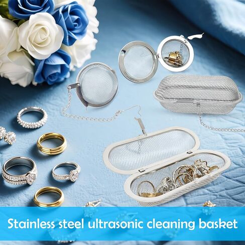 سلة تنظيف بالموجات فوق الصوتية مكونة من 4 عبوات، سلال تنظيف المجوهرات المصنوعة من الفولاذ المقاوم للصدأ للمنظفات بالموجات فوق الصوتية، تتضمن سلتين كبيرتين وسلتين صغيرتين لتنظيف المجوهرات والأقراط والأجزاء الصغيرة بكفاءة in Kuwait