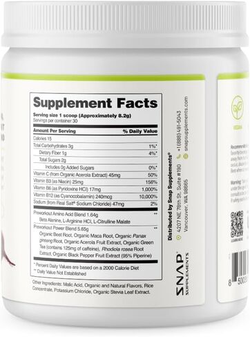 مسحوق جذر البنجر قبل التمرين، مكملات أكسيد النيتريك للرجال والنساء - دعم الطاقة والدورة الدموية، 8.8 أونصة، (30 وجبة، كمية تكفي لمدة شهر)، التوت المختلط in Kuwait