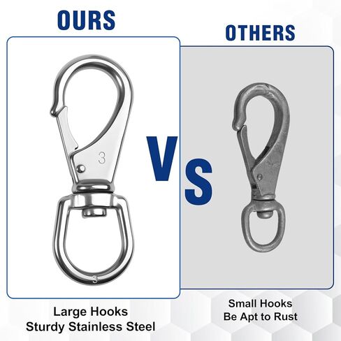 2 Pcs 304 Stainless Steel Swivel Snap Hooks Diving Clips Flag Pole Clips Swivel Carabiner Snap Hooks Heavy Duty Flag for Flagpole Pole to Hold Rope in Saudi Arabia