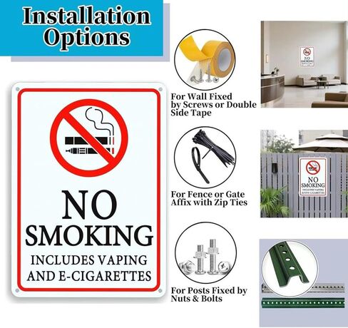 4 عبوات ممنوع التدخين ممنوع التدخين الإلكترونى. الحجم 10×7 بوصة. إنها علامات عاكسة من معدن الألومنيوم، سهلة التركيب، مع 4 فتحات مثقوبة مسبقًا، مناسبة للاستخدام الداخلي والخارجي. in Kuwait