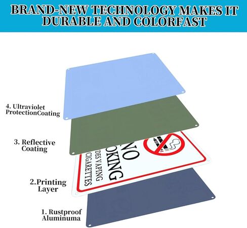 4 عبوات ممنوع التدخين ممنوع التدخين الإلكترونى. الحجم 10×7 بوصة. إنها علامات عاكسة من معدن الألومنيوم، سهلة التركيب، مع 4 فتحات مثقوبة مسبقًا، مناسبة للاستخدام الداخلي والخارجي. in Kuwait