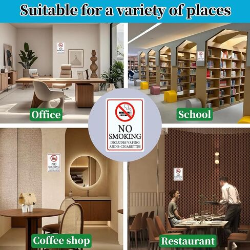 4 عبوات ممنوع التدخين ممنوع التدخين الإلكترونى. الحجم 10×7 بوصة. إنها علامات عاكسة من معدن الألومنيوم، سهلة التركيب، مع 4 فتحات مثقوبة مسبقًا، مناسبة للاستخدام الداخلي والخارجي. in Kuwait