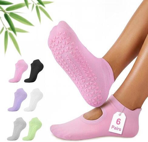 ALLIVE Pilates Socks with Grips for Women, Bamboo Breathable Non Slip Socks for Yoga, Barre, Studio, and Home Use in Saudi Arabia