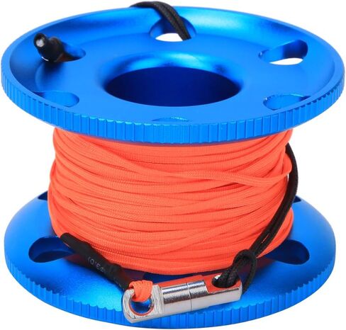 Stainless Steel Blue Scuba Diving Finger Spool Reel with Fluorescent Orange Line for Technical Diving, Cave, 164ft Underwater Activities in Saudi Arabia
