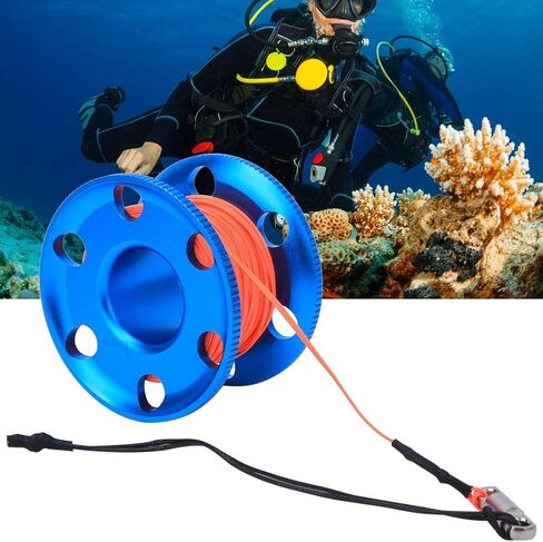 Stainless Steel Blue Scuba Diving Finger Spool Reel with Fluorescent Orange Line for Technical Diving, Cave, 164ft Underwater Activities in Saudi Arabia