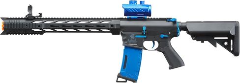 بندقية Lancer التكتيكية Gen 2 M4 SPR Carbine Blue Airsoft AEG مع علبة تروس معدنية كاملة ومنظار نقطة حمراء متوسطة عالية السرعة، بطارية نيمه 9.6 فولت 1600 مللي أمبير في الساعة، شاحن، 1000 طلقة 0.20 جرام BBS متضمنة in Kuwait