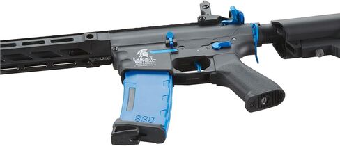 بندقية Lancer التكتيكية Gen 2 M4 SPR Carbine Blue Airsoft AEG مع علبة تروس معدنية كاملة ومنظار نقطة حمراء متوسطة عالية السرعة، بطارية نيمه 9.6 فولت 1600 مللي أمبير في الساعة، شاحن، 1000 طلقة 0.20 جرام BBS متضمنة in Kuwait