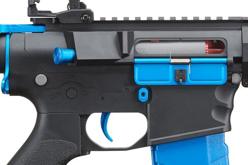 بندقية Lancer التكتيكية Gen 2 M4 SPR Carbine Blue Airsoft AEG مع علبة تروس معدنية كاملة ومنظار نقطة حمراء متوسطة عالية السرعة، بطارية نيمه 9.6 فولت 1600 مللي أمبير في الساعة، شاحن، 1000 طلقة 0.20 جرام BBS متضمنة in Kuwait
