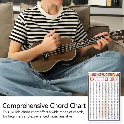 Musiin Ukulele Chord Fingering Chart - Poster for Beginners - Ukulele Accessories in Saudi Arabia