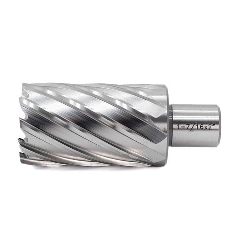 OSCARBIDE 1-7/16 "x2 قاطع حلقي، 3/4 بوصة ويلدون شانك، 1-7/16 بوصة قطر القطع، 2 بوصة عمق القطع، 2 مسطح، مثقاب ماج مع دبوس طيار لضغط الحفر المغناطيسي، قطعة واحدة in Saudi Arabia