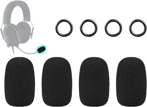 SOULWIT 4Pcs Microphone Cover for Razer BlackShark V2/V2 Pro/V2 X/V3/V3 Pro/V3 X, Barracuda X, Kaira/Kaira Pro/Kaira X, Kraken V3 Pro Headsets, Protective Mic Foam Cover Pop Filter Windscreen - Black in Saudi Arabia