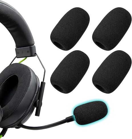 SOULWIT 4Pcs Microphone Cover for Razer BlackShark V2/V2 Pro/V2 X/V3/V3 Pro/V3 X, Barracuda X, Kaira/Kaira Pro/Kaira X, Kraken V3 Pro Headsets, Protective Mic Foam Cover Pop Filter Windscreen - Black in Saudi Arabia