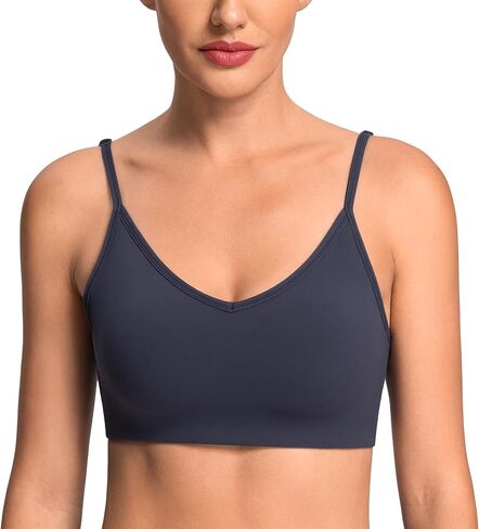 Colorfulkoala Dreamlux Adjustable Spaghetti Strap Sports Bras for Women V-Neck Padded Crisscross Back Workout Yoga Tops in Saudi Arabia