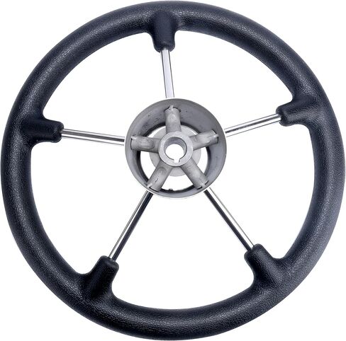 Amarine Made Boat Steering Wheel, 13-1/2 Inch Boat Marine 5 Spoke Destroyer Steering Wheel with Black Foam Grip in Saudi Arabia