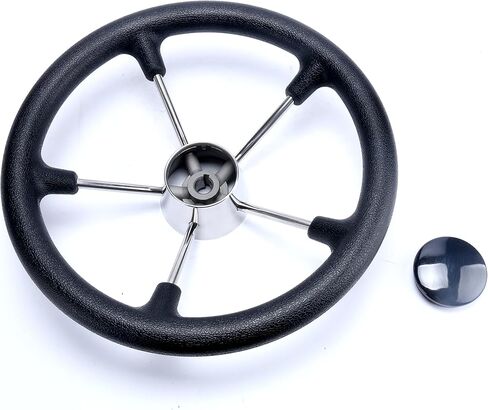 Amarine Made Boat Steering Wheel, 13-1/2 Inch Boat Marine 5 Spoke Destroyer Steering Wheel with Black Foam Grip in Saudi Arabia