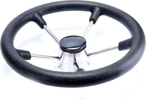 Amarine Made Boat Steering Wheel, 13-1/2 Inch Boat Marine 5 Spoke Destroyer Steering Wheel with Black Foam Grip in Saudi Arabia