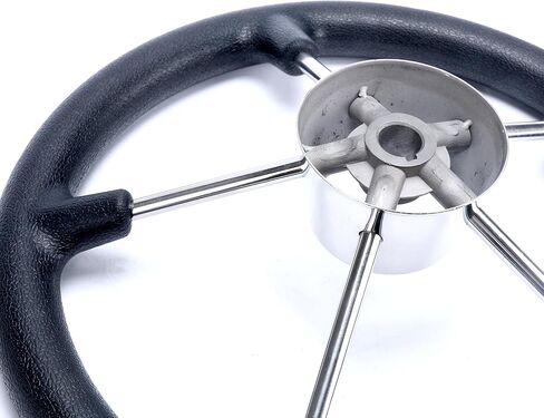 Amarine Made Boat Steering Wheel, 13-1/2 Inch Boat Marine 5 Spoke Destroyer Steering Wheel with Black Foam Grip in Saudi Arabia