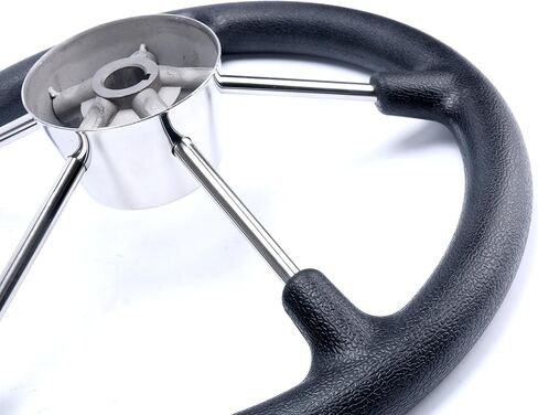 Amarine Made Boat Steering Wheel, 13-1/2 Inch Boat Marine 5 Spoke Destroyer Steering Wheel with Black Foam Grip in Saudi Arabia