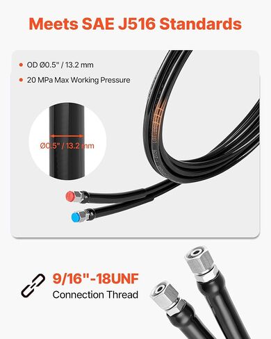 VEVOR Hydraulic Hose Kit, 16 ft 2-Piece Leak-Proof TPEE Outboard Steering Hose Kit with 304 Stainless Steel Connector, Compatible with Marine Outboard Steering Systems, 20 MPa Max Working Pressure in Saudi Arabia