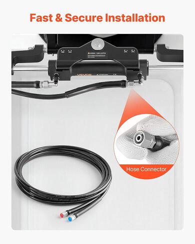VEVOR Hydraulic Hose Kit, 16 ft 2-Piece Leak-Proof TPEE Outboard Steering Hose Kit with 304 Stainless Steel Connector, Compatible with Marine Outboard Steering Systems, 20 MPa Max Working Pressure in Saudi Arabia