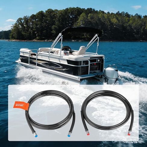 VEVOR Hydraulic Hose Kit, 16 ft 2-Piece Leak-Proof TPEE Outboard Steering Hose Kit with 304 Stainless Steel Connector, Compatible with Marine Outboard Steering Systems, 20 MPa Max Working Pressure in Saudi Arabia