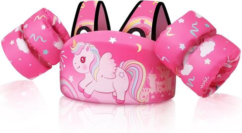 سترة سباحة للأطفال الصغار تطفو على الماء للفتيات بوزن 20-30-50-66 كجم - تطفو على حمام السباحة للأطفال مع حزام الكتف يطفو على الذراع، وتساعد على السباحة لأعمار 2-3-4-5-6-7 سنوات in Kuwait