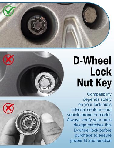 D-Wheel Lock Key for Toyota, Lexus, Tacoma, Anti-Theft Lug Nut Removal Tool, Standard Hex Top for Standard Wrenches, Construction D-Wheel Lug Nut Removal Tool in Kuwait