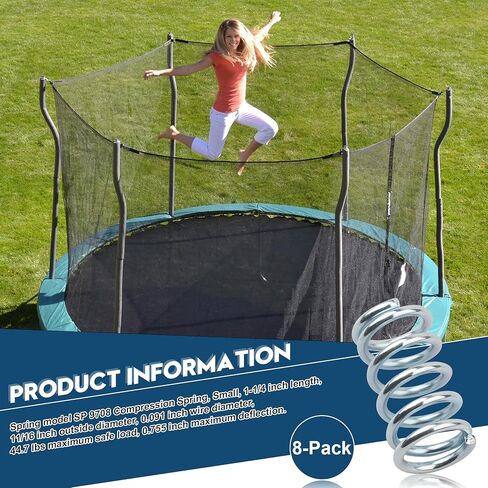 9708 Compression Spring, Small Springs, 0.091 GA x 11/16 inch x 1-1/4 inch, Silver, Durable Stainless Steel Construction, Sturdy, 8-Pack in Kuwait