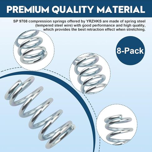 9708 Compression Spring, Small Springs, 0.091 GA x 11/16 inch x 1-1/4 inch, Silver, Durable Stainless Steel Construction, Sturdy, 8-Pack in Kuwait