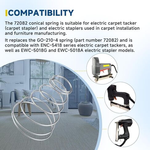 GO-210-4 Conical Coil Spring 72082 for Power Carpet Tackers, Electric Nail Staplers Conical Spring Replacement Parts(OD 0.95"/2.1", H 2.4"), Adaptable Conical Compression Spring in Saudi Arabia
