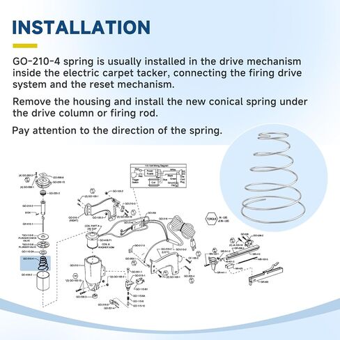 GO-210-4 Conical Coil Spring 72082 for Power Carpet Tackers, Electric Nail Staplers Conical Spring Replacement Parts(OD 0.95"/2.1", H 2.4"), Adaptable Conical Compression Spring in Saudi Arabia