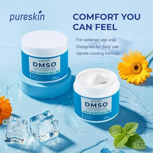 PURESKIN DMSO Relief Cream – Pharmaceutical Grade Fast-Absorbing Cooling Formula for Active Lifestyles – Lightweight Cream with Arnica, MSM, Magnesium, Menthol & Aloe, 4 oz in Saudi Arabia