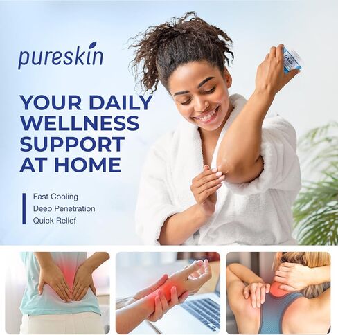 PURESKIN DMSO Relief Cream – Pharmaceutical Grade Fast-Absorbing Cooling Formula for Active Lifestyles – Lightweight Cream with Arnica, MSM, Magnesium, Menthol & Aloe, 4 oz in Saudi Arabia