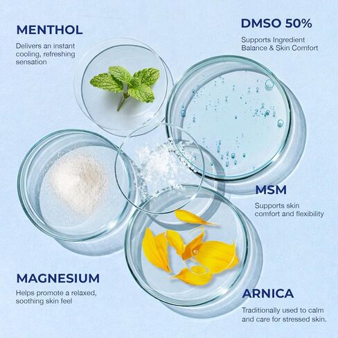 PURESKIN DMSO Relief Cream – Pharmaceutical Grade Fast-Absorbing Cooling Formula for Active Lifestyles – Lightweight Cream with Arnica, MSM, Magnesium, Menthol & Aloe, 4 oz in Saudi Arabia