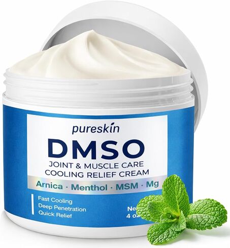 كريم تخفيف PURESKIN DMSO - تركيبة تبريد سريعة الامتصاص من الدرجة الصيدلانية لأنماط الحياة النشطة - كريم خفيف الوزن مع الأرنيكا، وميثيل سلفونيل الميثان، والمغنيسيوم، والمنثول، والصبار، 4 أونصة in Kuwait