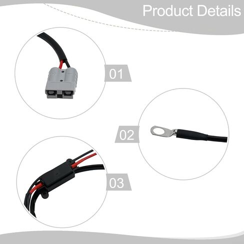 طقم كبل توصيل سريع للبطارية 50 أمبير للموصل مع أطراف نحاسية مطلية بالفضة 40 أمبير تصميم قفل قوي للقوارب والمركبات ATVs والمقطورات والرافعات in Kuwait