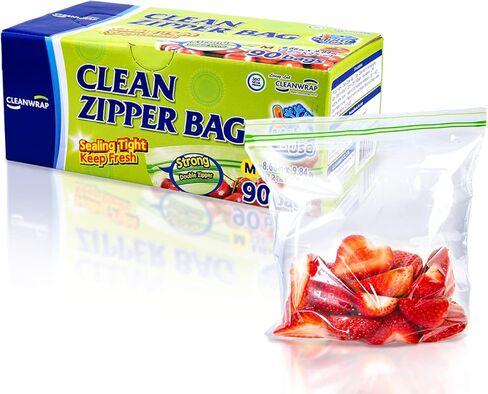 CLEANWRAP Clean Zipper Bag (Mix 225) - Food Storage Plastic Bags for Food, Food Slider Bag, Zip Lock I Medium Zip Bags for Storage in Saudi Arabia