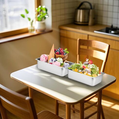 4 عبوات من مقلاة الفندق المصنوعة من الفولاذ المقاوم للصدأ مقاس 1/3، بعمق 2.5 بوصة، 12.8 × 7 × 2.5 بوصة، آمنة للاستخدام في غسالة الأطباق، لتخزين الطعام، وتقديم الطعام، والحفلات in Kuwait