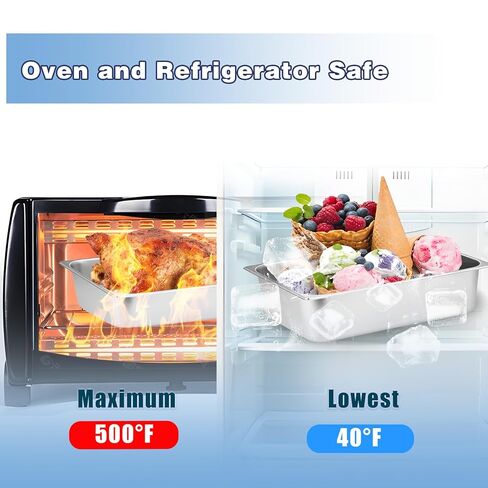 4 عبوات من مقلاة الفندق المصنوعة من الفولاذ المقاوم للصدأ مقاس 1/3، بعمق 2.5 بوصة، 12.8 × 7 × 2.5 بوصة، آمنة للاستخدام في غسالة الأطباق، لتخزين الطعام، وتقديم الطعام، والحفلات in Kuwait