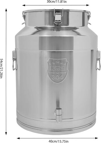 Dfmyhked‌ 64L/17Gal Stainless Steel Sealed Storage Bucket, Wine Pail Bucket with Locking Lid with Faucet, 304 Food Grade Milk Can for Liquid Transport, Dry Goods (64L) in Saudi Arabia